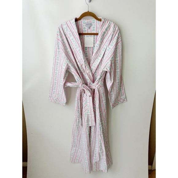 NWT Lanz of Salzburg Lanz Tyrolean Flannel Wrap Robe Pastel Pink L - Picture 2 of 6